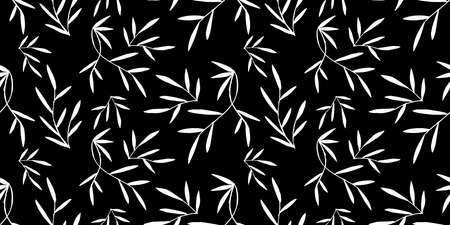 twigs with leaves vector seamless pattern for fabric or wallpaperのイラスト素材