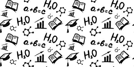 school set seamless vector background black and white for fabricのイラスト素材