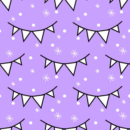 Christmas flags on a square background. color seamless vector illustration. new year, holiday, winterのイラスト素材