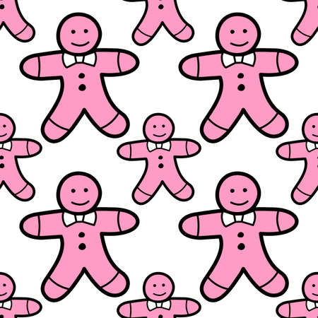 Christmas cookies - seamless colored vector background in flat style. new year and winter holidayのイラスト素材