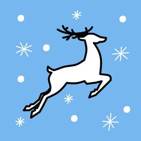 deer Christmas - vector illustration in flat style for the holiday. new year, animalのイラスト素材