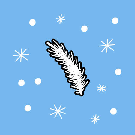 Christmas fir twig - vector illustration in flat style for the holiday. New Yearのイラスト素材