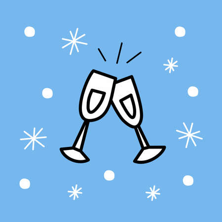 glasses champagne christmas card vectorのイラスト素材