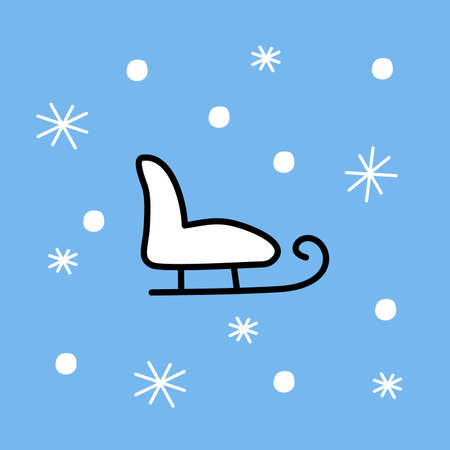 sleigh christmas vector illustration in flat style. winter holidayのイラスト素材