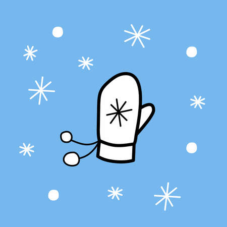 mitten christmas vector illustration in flat style. mitten winter holidayのイラスト素材