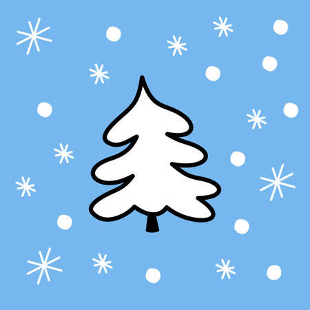 christmas tree christmas color illustration in flat styleのイラスト素材