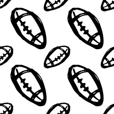 American football ball - seamless vector illustration in doodle styleのイラスト素材
