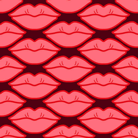 lips makeup - seamless vector background. lips tattoo, beauty salonのイラスト素材
