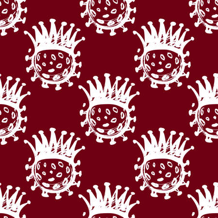 coronavirus seamless vector background doodle style. medical pandemic symbolのイラスト素材