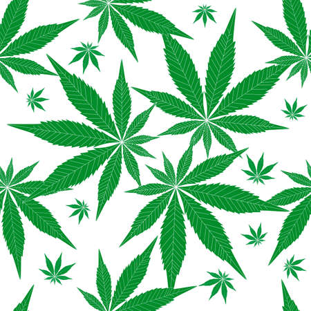 marijuana leaf seamless pattern green. hemp grass patternのイラスト素材