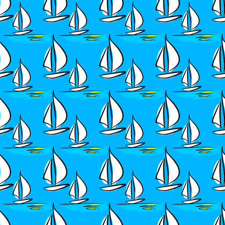 sailboat seamless colored background. boat at seaのイラスト素材