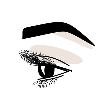 makeup vector on a white background. eyelashes and eyebrows. female face elementのイラスト素材
