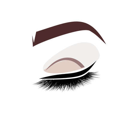 eyelashes eyebrow logo for beauty salon on white background. makeup look - vector illustrationのイラスト素材