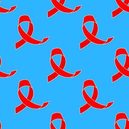 Red ribbon aids day - seamless vector backgroundのイラスト素材