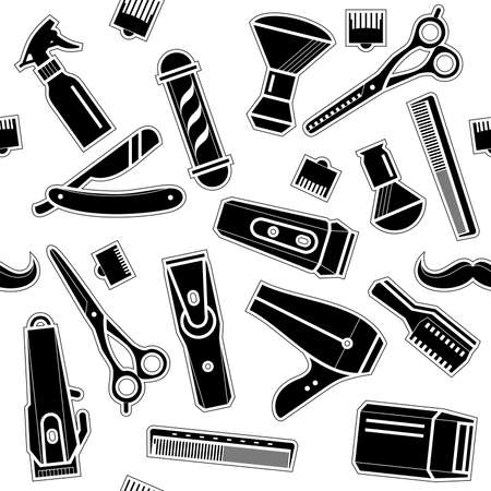barbershrp set - seamless vector background. mens haircut toolsのイラスト素材