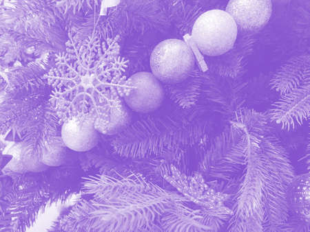 purple christmas card tree and glitter toyの写真素材