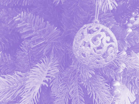 purple christmas card tree and glitter toyの写真素材