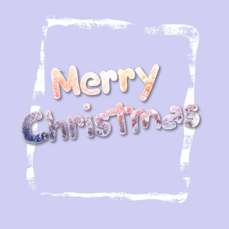 merry Christmas, holiday lettering in a frame, Christmas greetings in the style of snowy winter, new year 2021,の写真素材