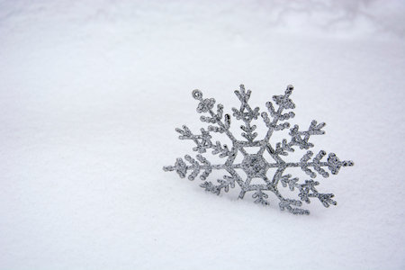 Snowflake in the snow. Christmas snow background. Christmas picture.
