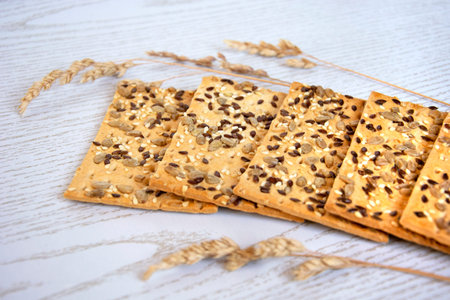 Biscuits with sunflower seeds and dry sedge stalks.