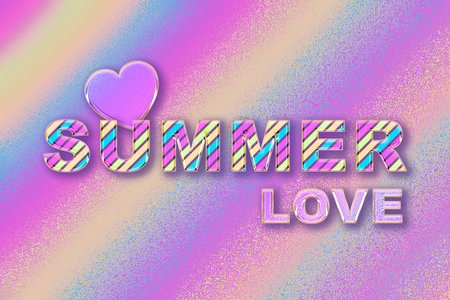 I love summer. Illustration with the inscription I love summer in purple and pink colors.