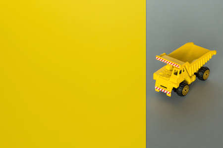 Yellow cargo truck. Cargo transportation, delivery service. Transport company. Infrastructure and logistics. Place for textの写真素材