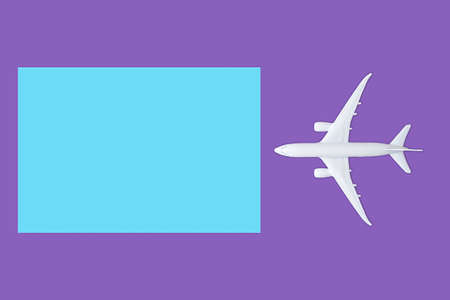 Model airplane of background with place for adding text, concept of air transportation, tourism, travel.の写真素材