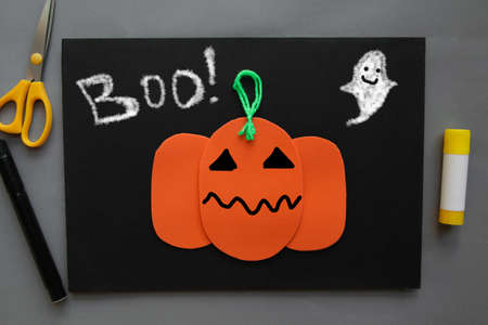 Halloween party. Children's art project. DIY concept.の写真素材