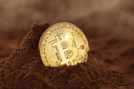 Cryptocurrency Mining concept. Bitcoin Mining and Discovery Crypto currency Concept. Financial...