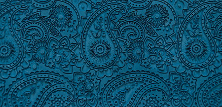 Stone fragment texture. pattern oriental cucumber. Imprint cement dark blue colorの写真素材