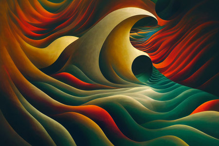 Wavy, stylized backdrop. Illustration of abstract waves, curves lines hills, sea sand dune. Artistic...