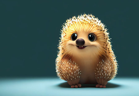 Cute Porcupine animal cartoon 3D illustrationの写真素材