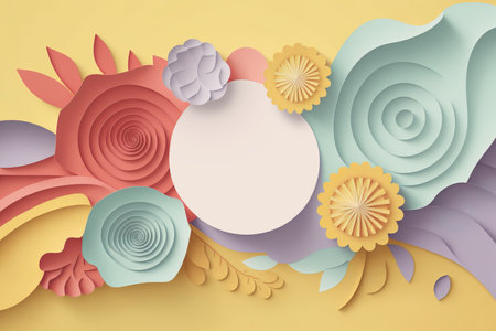 Summer sale banner pastel color, paper cut flowers, flyer, invitation, poster, Generative AIの素材