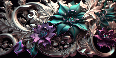 Luxury Beautifull Flower Abstract. panorama Digital AI Illustrationsの写真素材