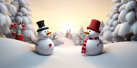 Fantastic winter landscape with glowing wooden cabin in snowy forest. Cozy house in Carpathian mountains. Christmas holiday conceptの素材