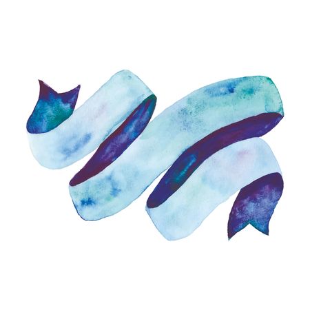 Watercolor blue ribbon vector clip art hand painted aquarell aqua color bannerのイラスト素材