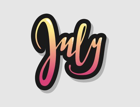Hand lettering july sign new year month logo ombre lettering decorative typography gradient calligraphy typeの写真素材