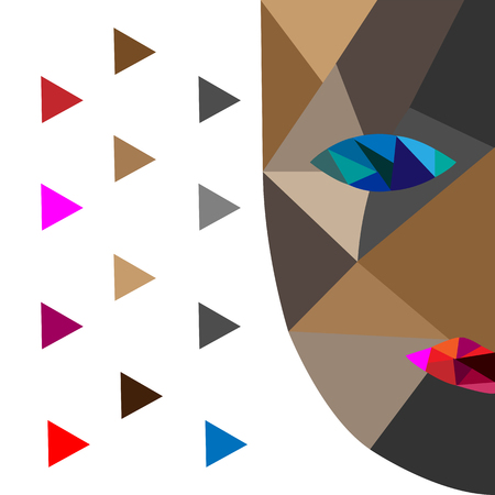colored geometric face, girlのイラスト素材