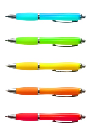Colored  Pens for business isolated on a white backgroundの写真素材