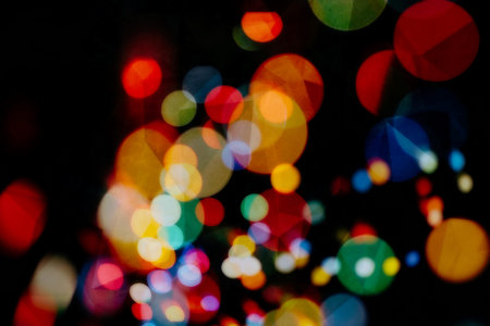 Bokeh abstract texture. Colorful. Defocused background. Blurred bright light. Circular points.
