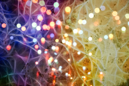 Abstract multicolored fractal composition. Magic explosion star with particles