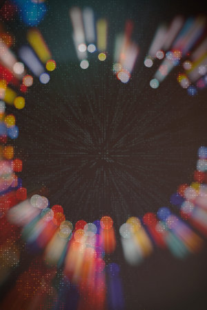 Bokeh light, shimmering blur spot lights on beige abstract background.の写真素材