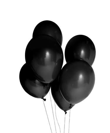 Black balloons isolated on white backgroundの写真素材