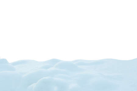 A large beautiful snowdrift isolated on white background.Winter snow background. A big snow driftの写真素材