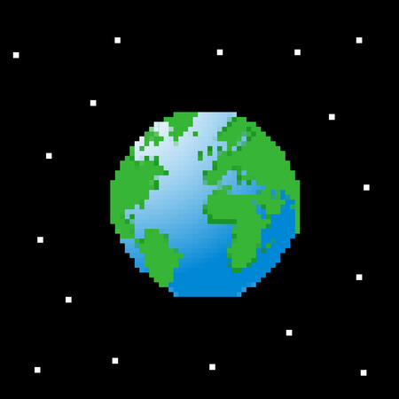 Planet Earth. Pixel art vector illustrationのイラスト素材