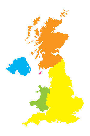 Map of United Kingdom with England, Scotland, Northern Ireland and Wales.のイラスト素材