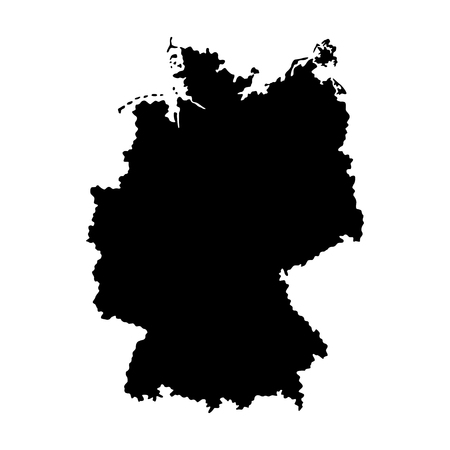 Silhouette of Germany map. Black and white illustration isolated on white backgroundの写真素材