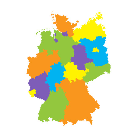 Administrative map of Germany with regions. Color illustration isolated on white backgroundの写真素材