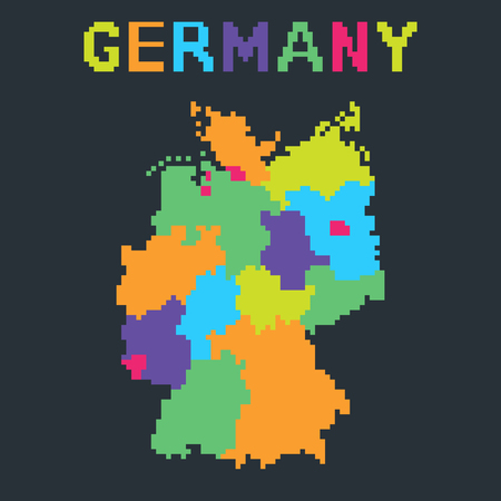 Map of Germany in 8 bit pixel art style. Color illustrationの写真素材