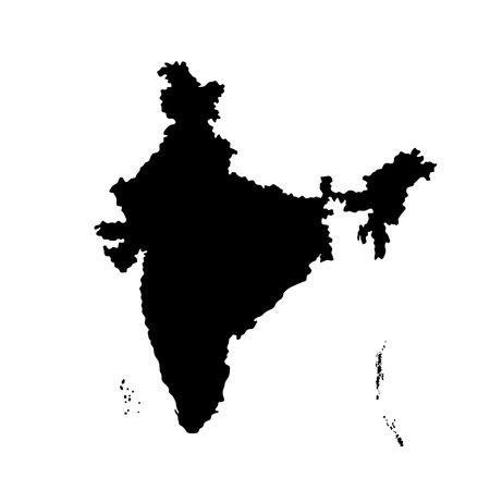 Silhouette of India map. Black and white vector illustration isolated on white backgroundのイラスト素材